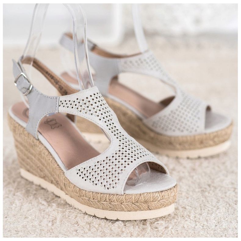 Aclys Espadrillas in pelle scamosciata sulla zeppa grigio 1