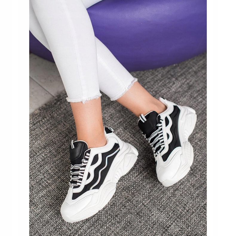 SHELOVET Sneakers con lacci bianco nero 1