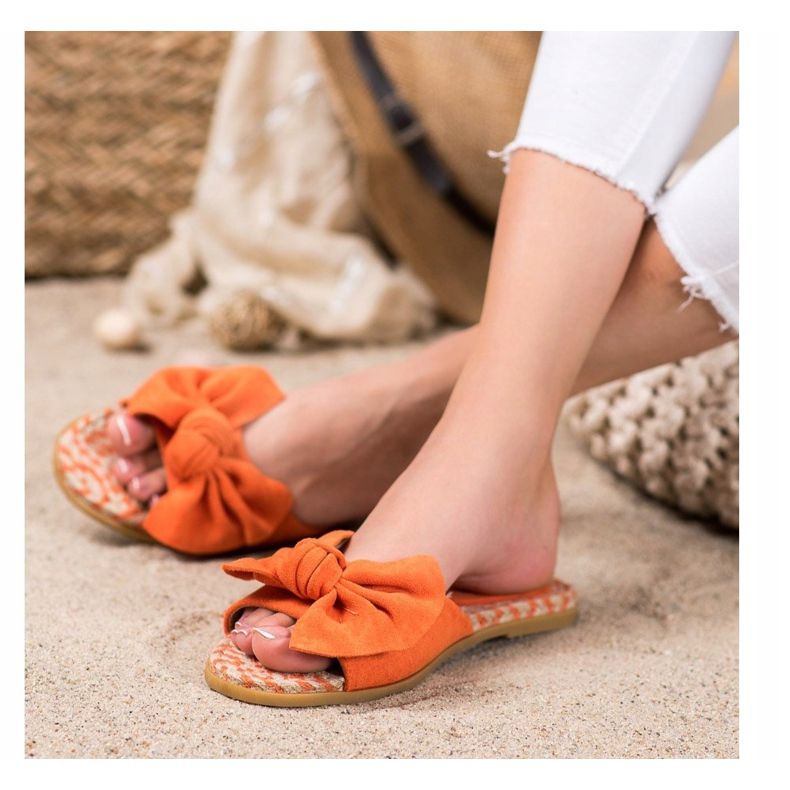 Renda Pantofole Eleganti Con Fiocco arancia 2