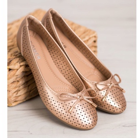 SHELOVET Ballerina Traforata Con Ecopelle d'oro 1