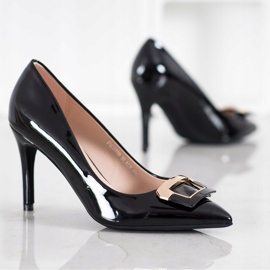 Fama Décolleté con fibbia decorativa nero 1