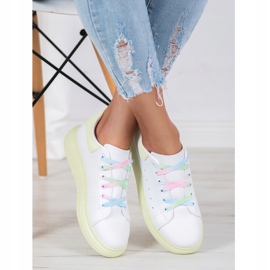 SHELOVET Sneakers Con Lacci Colorati bianca verde 1