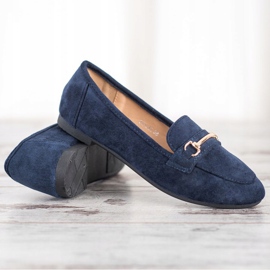 Anesia Paris Mocassini eleganti in camoscio blu navy blu 2