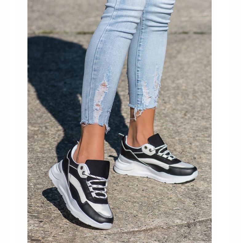 SHELOVET Sneakers allacciate alla moda bianco nero 2