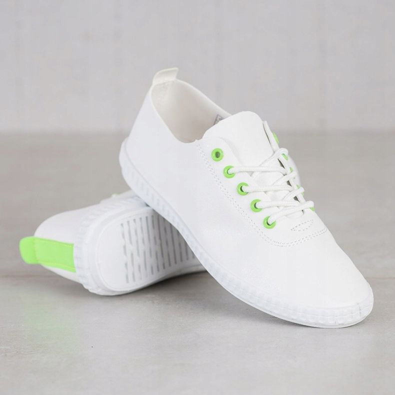 SHELOVET Sneakers Leggere Con Ecopelle bianco verde 1