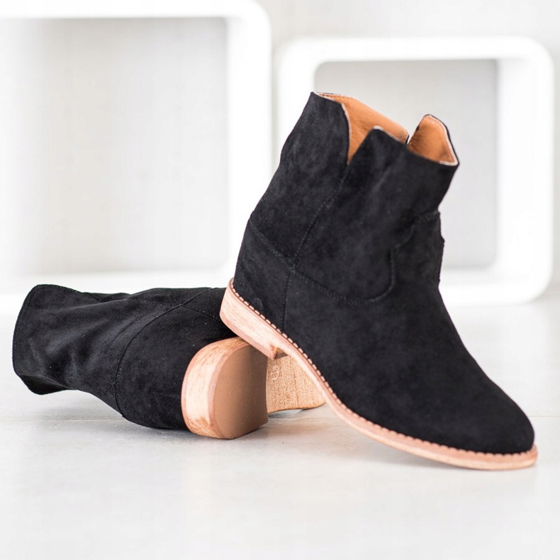 Bella Paris Stivali da cowboy in pelle scamosciata nero 1