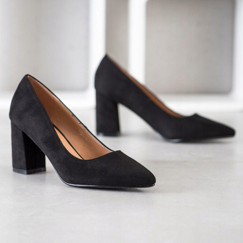 SHELOVET Décolleté classiche in pelle scamosciata nero 1