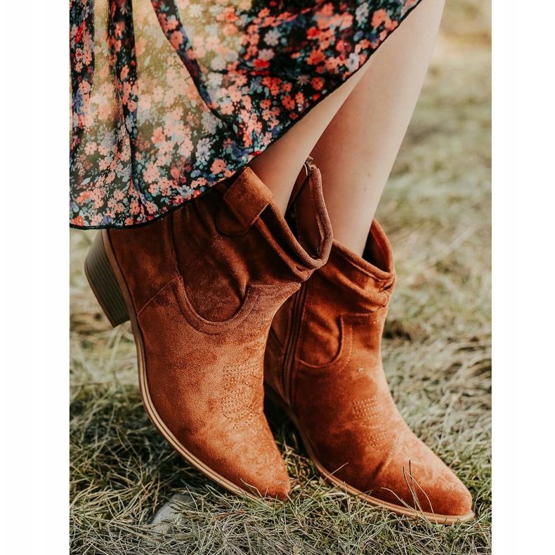 Cm Paris Stivali da cowboy in pelle scamosciata marrone 1