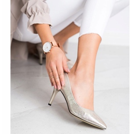 Goodin Tacchi alti alla moda beige d'oro 1