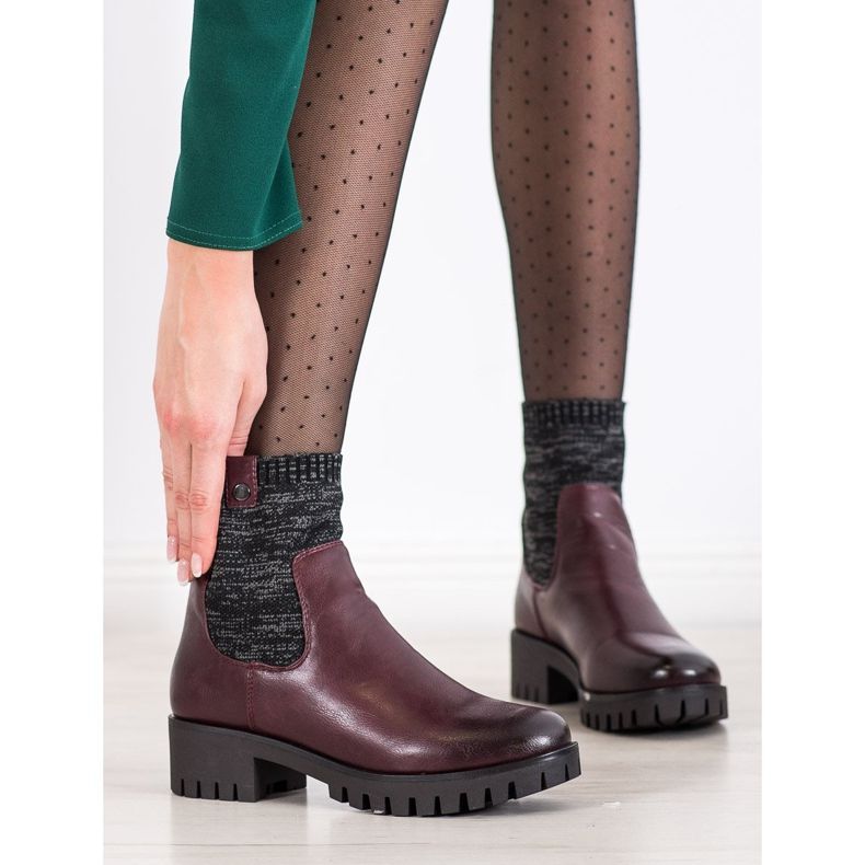 M.Daszyński Stivali slip-on sulla piattaforma rosso 1