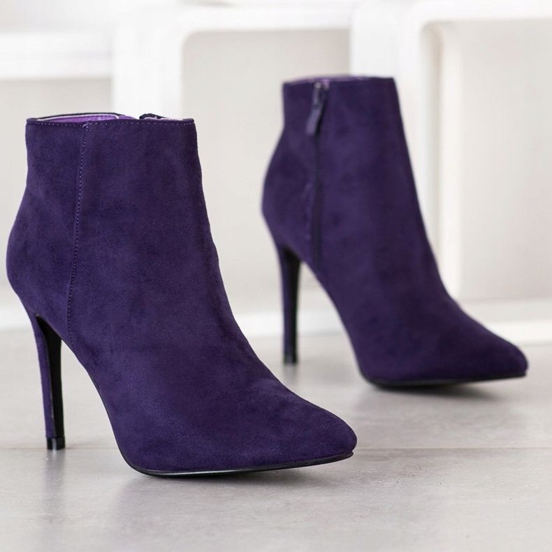 Small Swan Stivali alla moda su un tacco alto viola 2