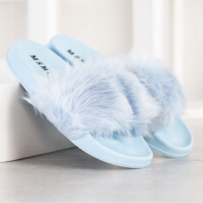 SHELOVET Pantofole In Gomma Con Pelliccia blu 1