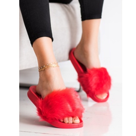 SHELOVET Pantofole In Gomma Con Pelliccia rosso 1
