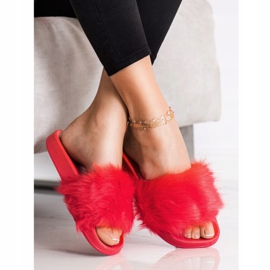 SHELOVET Pantofole In Gomma Con Pelliccia rosso 2