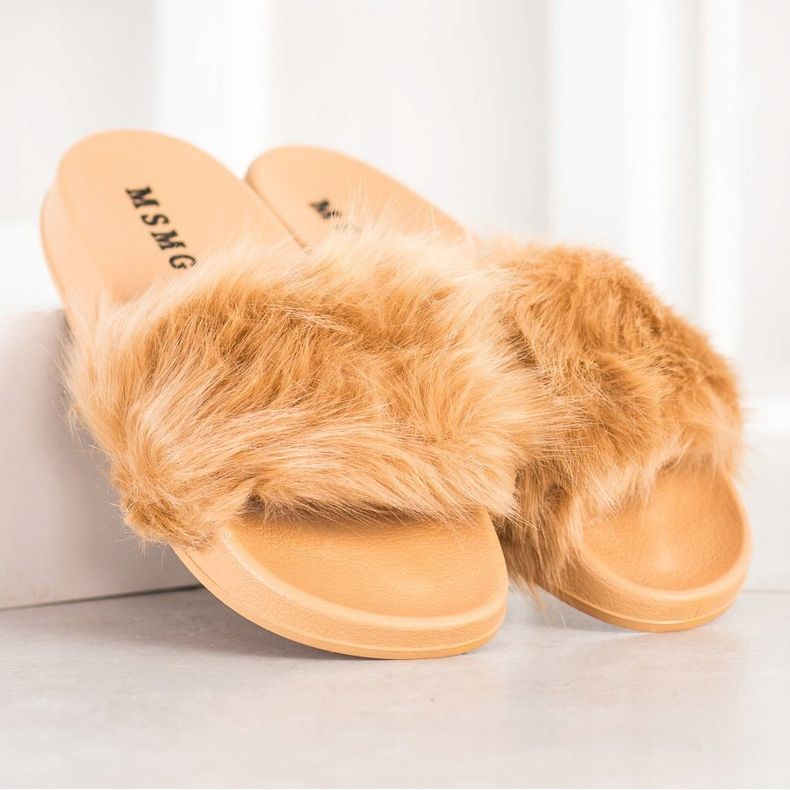 SHELOVET Pantofole In Gomma Con Pelliccia beige giallo 1