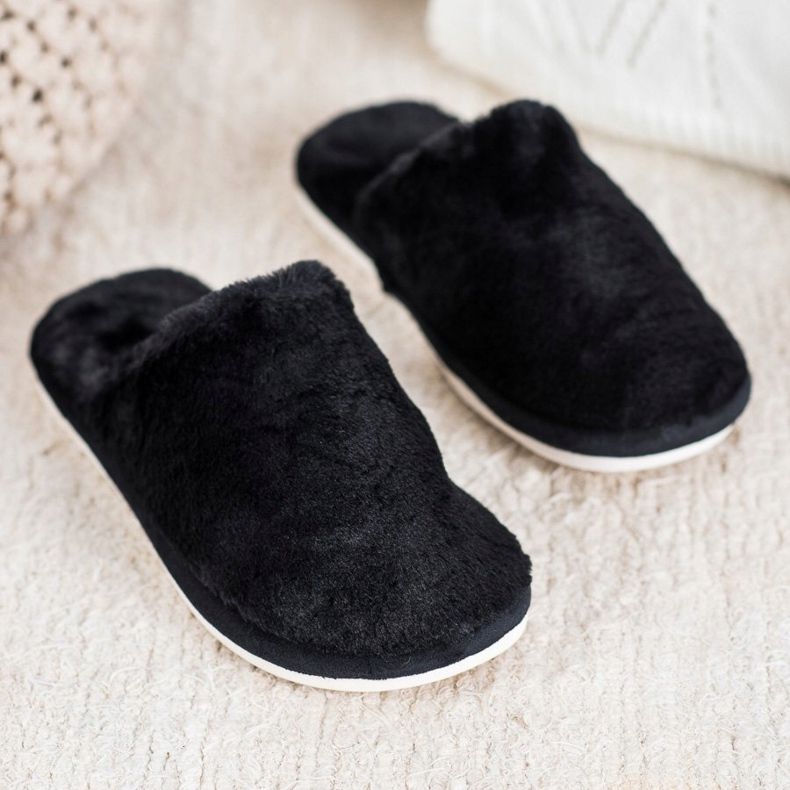Bona Pantofole di pelliccia nero 1