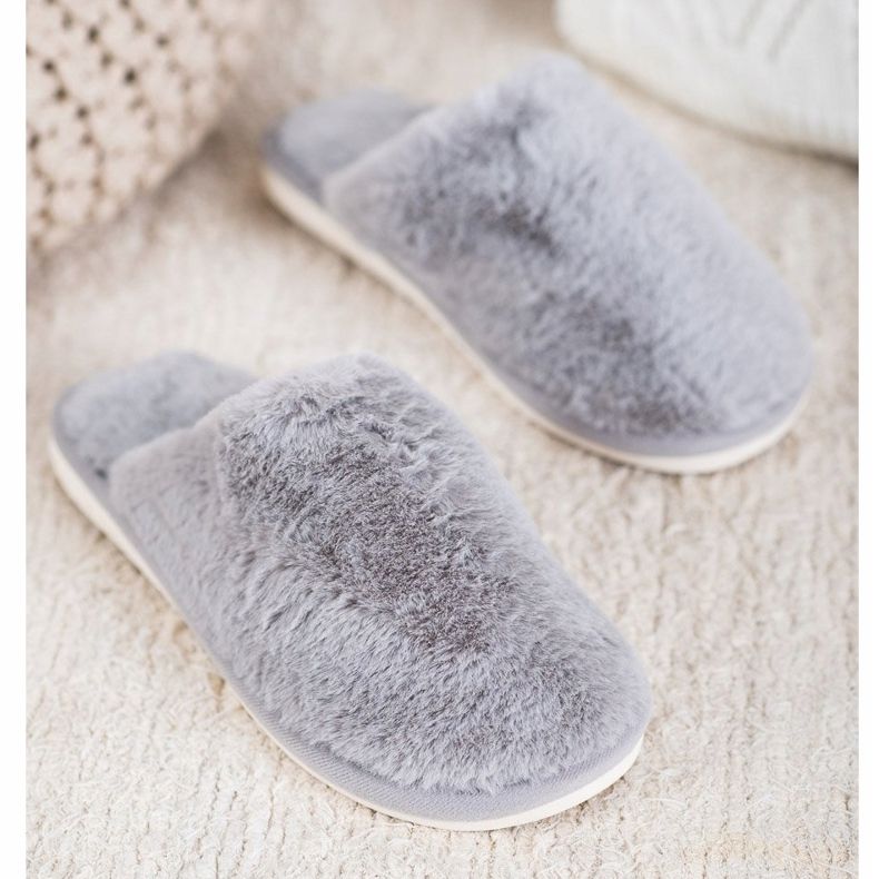 Bona Pantofole di pelliccia grigio 1