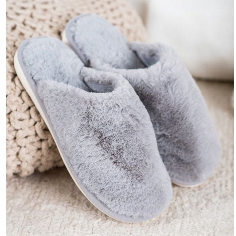 Bona Pantofole di pelliccia grigio 2
