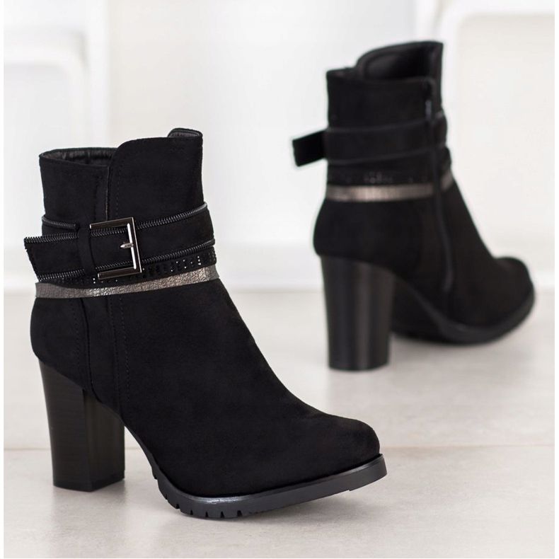 Queentina Stivaletti eleganti in pelle scamosciata nero argento 2