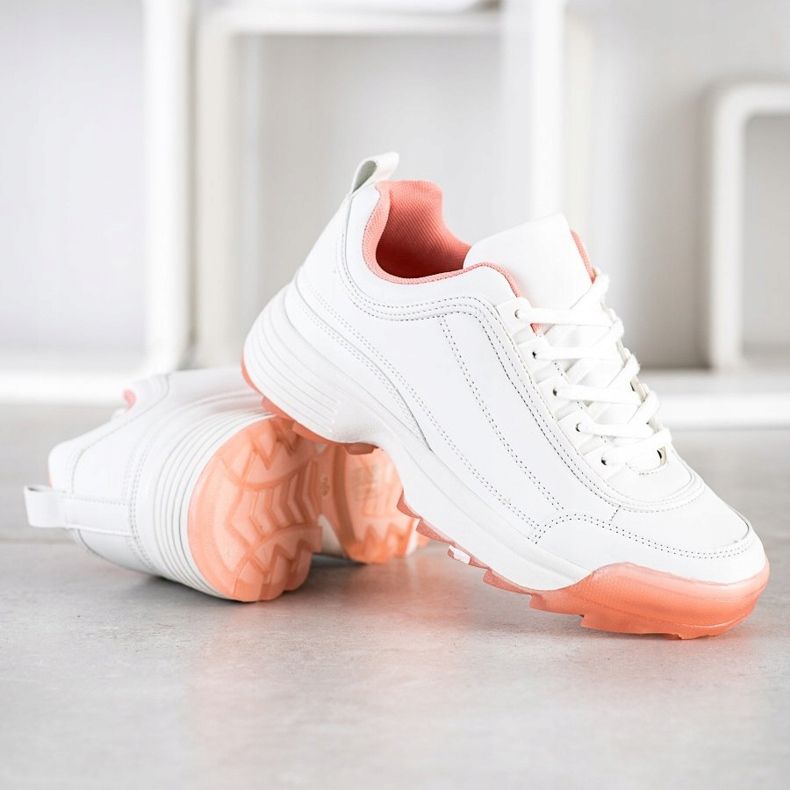 Kylie Scarpe da ginnastica alla moda bianco rosa 1