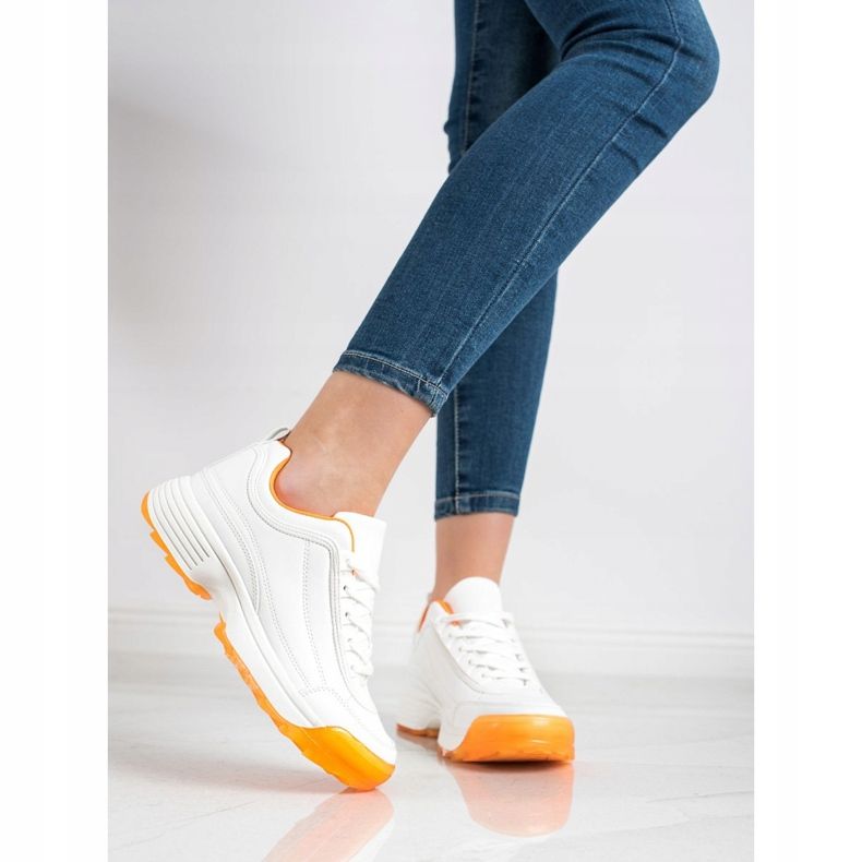 Kylie Scarpe da ginnastica alla moda bianca arancia 1