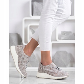 Goodin Sneakers in pelle alla moda beige marrone d'oro 1
