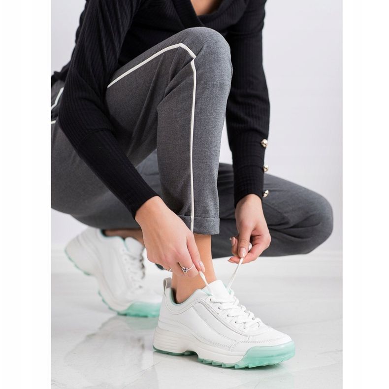 Kylie Scarpe da ginnastica alla moda bianca verde 1