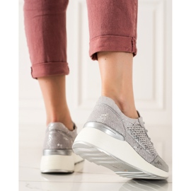 Goodin Sneakers in pelle alla moda argento grigio 1