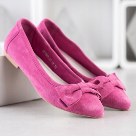 Filippo Ballerina In Pelle Con Fiocco rosa 1
