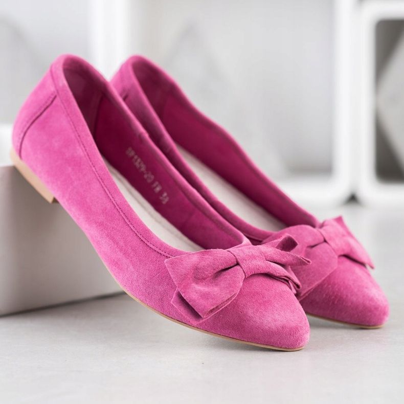 Filippo Ballerina In Pelle Con Fiocco rosa 1