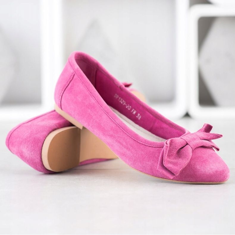 Filippo Ballerina In Pelle Con Fiocco rosa 2