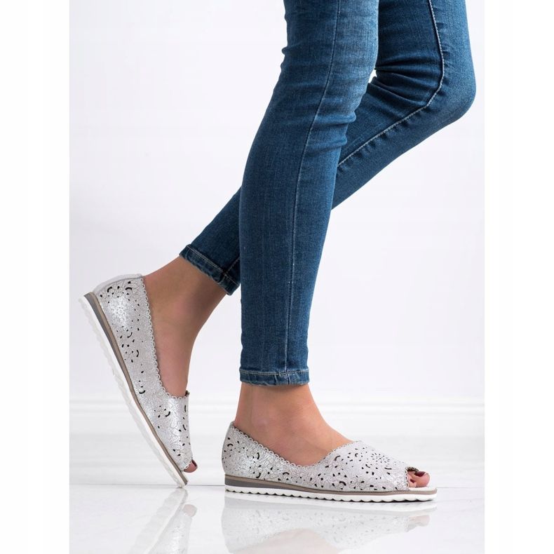 Ballerine VINCEZA in pelle d'argento grigio 1