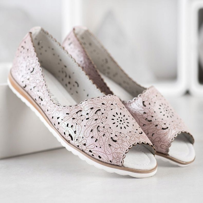 Ballerine VINCEZA in pelle rosa d'argento 1