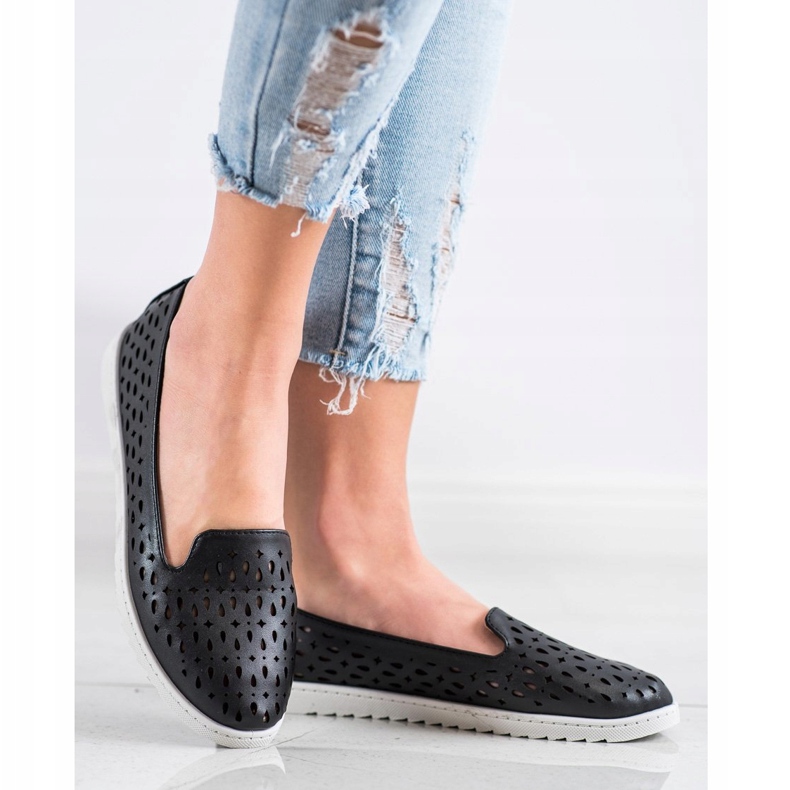 Sabatina Slipon con motivo traforato nero 1