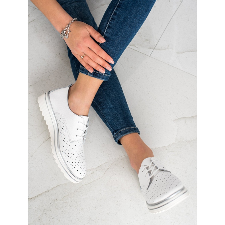 Kylie Scarpe brogue in pelle sulla piattaforma bianco 2