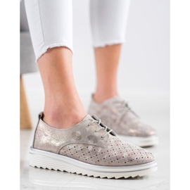 Kylie Scarpe brogue in pelle sulla piattaforma beige marrone 1