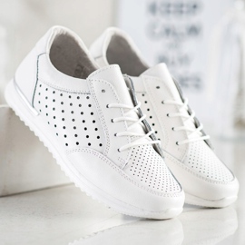 Kylie Scarpe in pelle traforata bianco 1