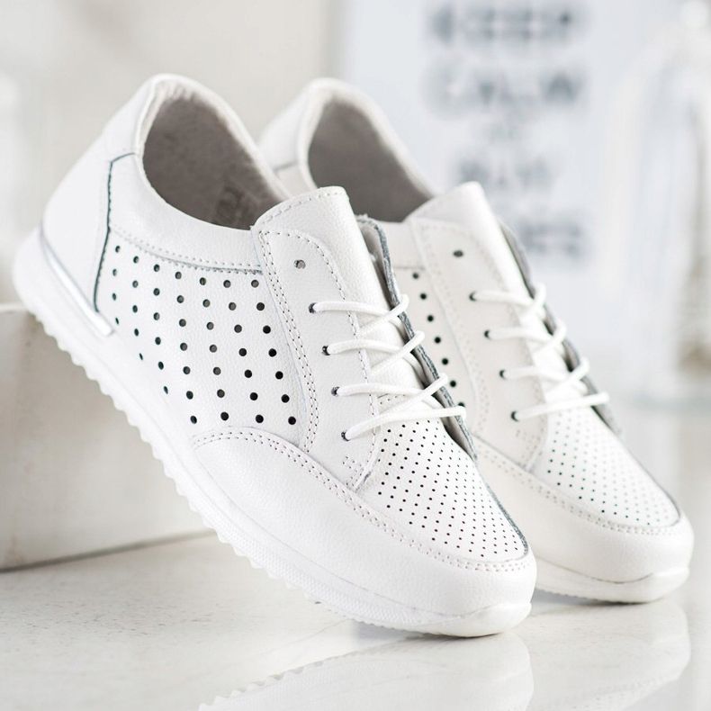 Kylie Scarpe in pelle traforata bianco 1