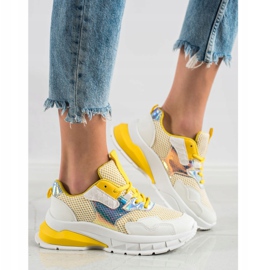 SHELOVET Scarpe da ginnastica alla moda bianco multicolore giallo 2