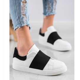 SHELOVET Scarpe slip-on con elastico bianca nero 1