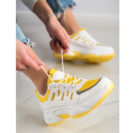 SHELOVET Comode Sneakers Con Rete bianca grigio giallo 1