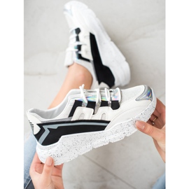 SHELOVET Sneakers Con Plateau Decorativo bianca nero d'argento grigio 1