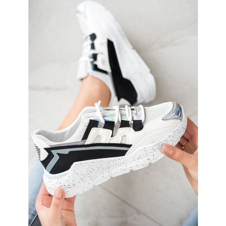 SHELOVET Sneakers Con Plateau Decorativo bianco nero argento grigio 1