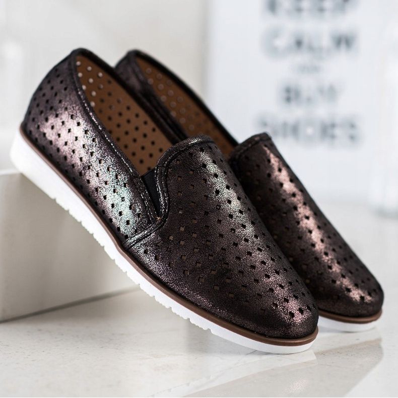 Kylie Slipon traforati lucidi marrone 1