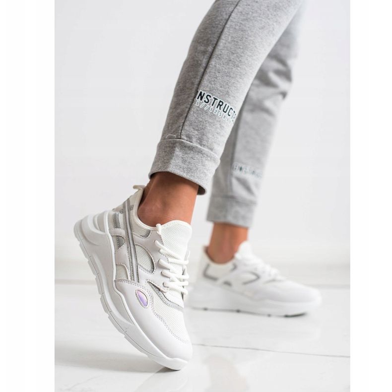 SHELOVET Scarpe da ginnastica bianche casual bianco grigio 2
