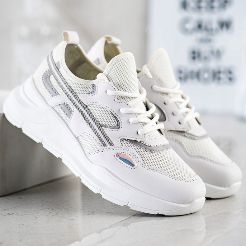 SHELOVET Scarpe da ginnastica bianche casual bianco grigio 1