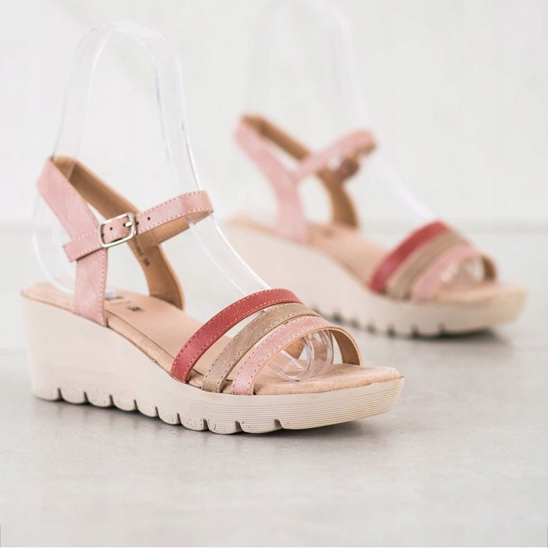 Kylie Sandali con zeppa beige rosa 1