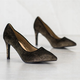 Kylie Eleganti tacchi in pelle scamosciata nero d'oro 1