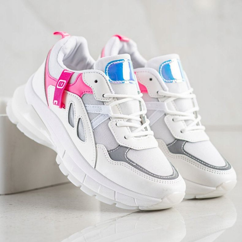 SHELOVET Sneakers Sulla Piattaforma Con Mesh bianco rosa 2