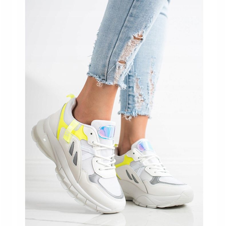 SHELOVET Sneaker platform con rete bianca multicolore 2